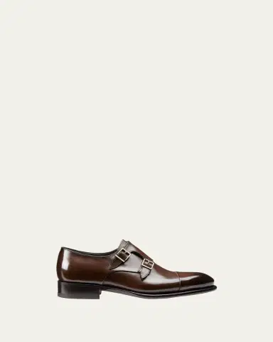 Santoni Men's Ira Double-Monk Leather Shoes | Thumbnail 2