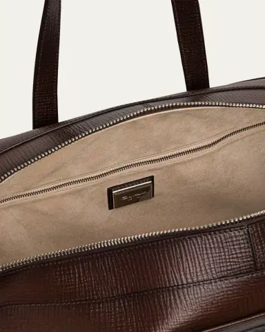 Santoni Men's Leather Weekender Duffel Bag | Thumbnail 2 Santoni Men's Leather Weekender Duffel Bag | Thumbnail 2