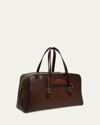 Santoni Men's Leather Weekender Duffel Bag | Thumbnail 4 Santoni Men's Leather Weekender Duffel Bag | Thumbnail 4