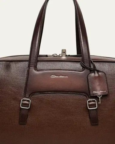 Santoni Men's Leather Weekender Duffel Bag | Thumbnail 5 Santoni Men's Leather Weekender Duffel Bag | Thumbnail 5