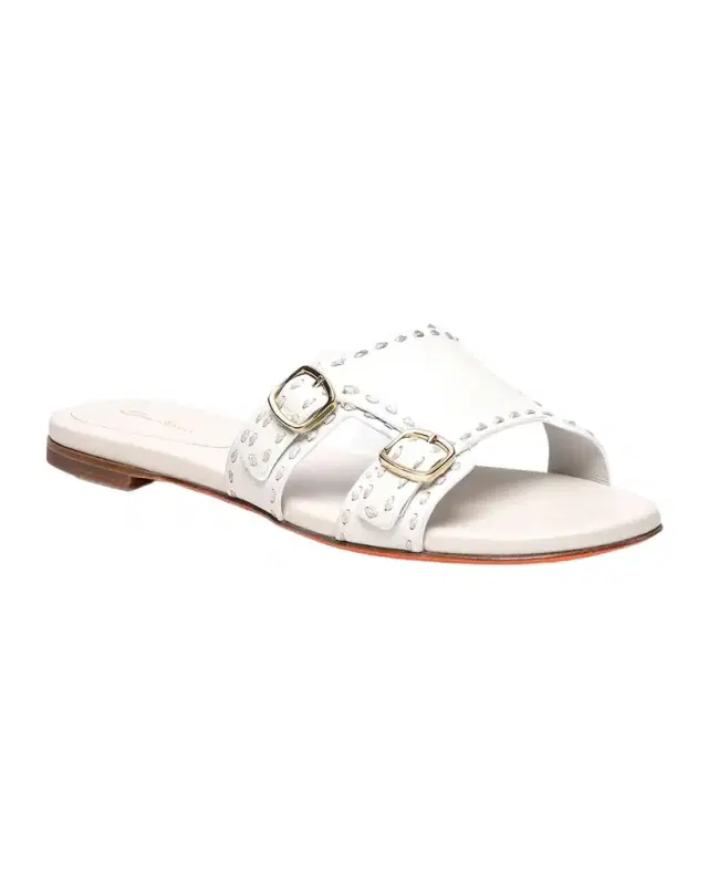 Didi Double-Monk Flat Slide Sandals