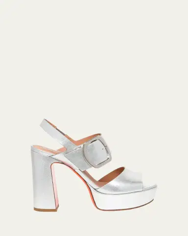 Santoni Bruxel Metallic Buckle Platform Sandals | Thumbnail 4 Santoni Bruxel Metallic Buckle Platform Sandals | Thumbnail 4