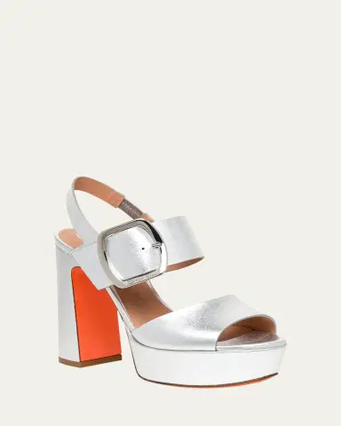 Santoni Bruxel Metallic Buckle Platform Sandals | Thumbnail 5 Santoni Bruxel Metallic Buckle Platform Sandals | Thumbnail 5