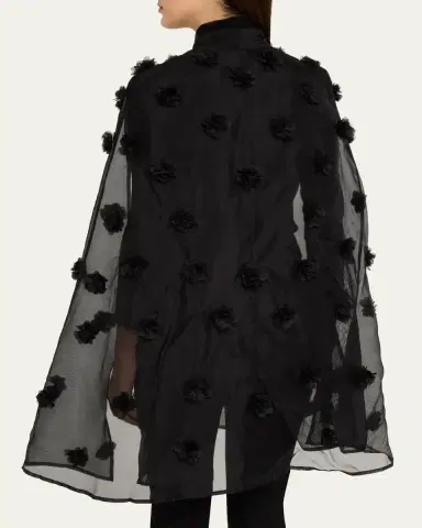 Carolyn Rowan Floral Appliqué Silk Cape | Thumbnail 3