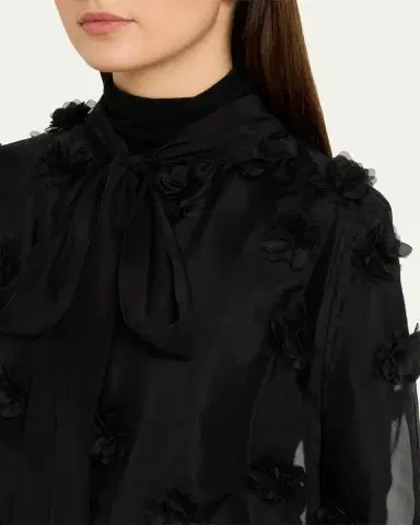 Carolyn Rowan Floral Appliqué Silk Cape | Thumbnail 5