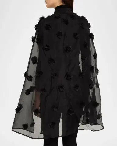 Carolyn Rowan Floral Appliqué Silk Cape | Thumbnail 7