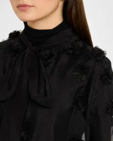 Carolyn Rowan Floral Appliqué Silk Cape | Thumbnail 9