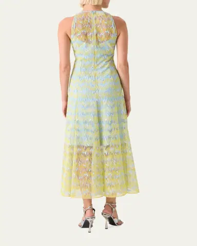 Akris punto Scribble Embroidered Tulle Sleeveless Maxi Dress | Thumbnail 3 Akris punto Scribble Embroidered Tulle Sleeveless Maxi Dress | Thumbnail 3