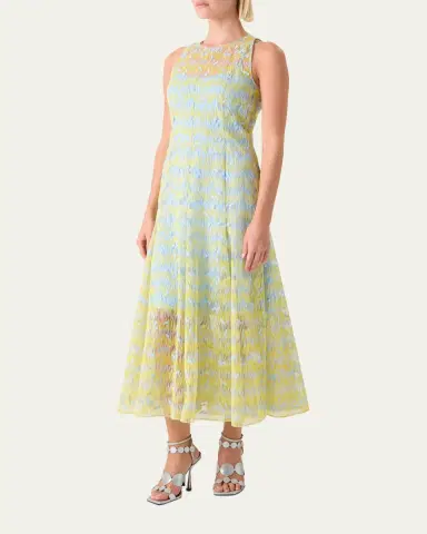 Akris punto Scribble Embroidered Tulle Sleeveless Maxi Dress | Thumbnail 4 Akris punto Scribble Embroidered Tulle Sleeveless Maxi Dress | Thumbnail 4