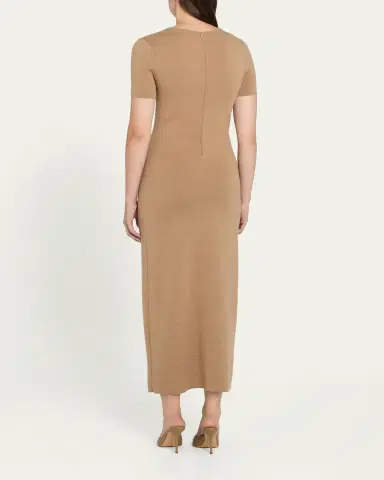 Oscar de la Renta Foxglove Embroidered Short-Sleeve Knit Maxi Dress | Thumbnail 3