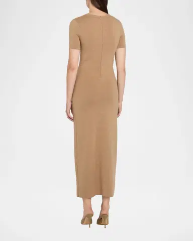 Oscar de la Renta Foxglove Embroidered Short-Sleeve Knit Maxi Dress | Thumbnail 7