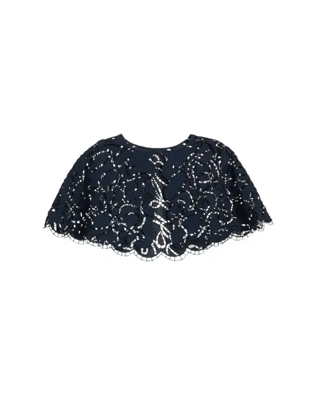 Embroidered Tweed Crop Cape