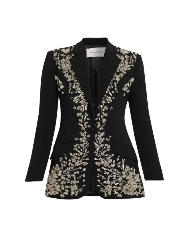 Prabal Gurung Beaded Single-Button Blazer