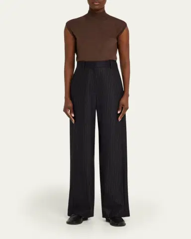 anOnlyChild Via Pinstriped Wide-Leg Side-Stripe Pants | Thumbnail 2 anOnlyChild Via Pinstriped Wide-Leg Side-Stripe Pants | Thumbnail 2