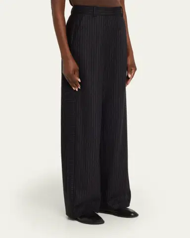 anOnlyChild Via Pinstriped Wide-Leg Side-Stripe Pants | Thumbnail 4 anOnlyChild Via Pinstriped Wide-Leg Side-Stripe Pants | Thumbnail 4