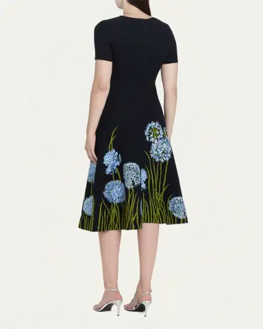 Oscar de la Renta Allium Degrade Knit Short-Sleeve Midi Dress | Thumbnail 3