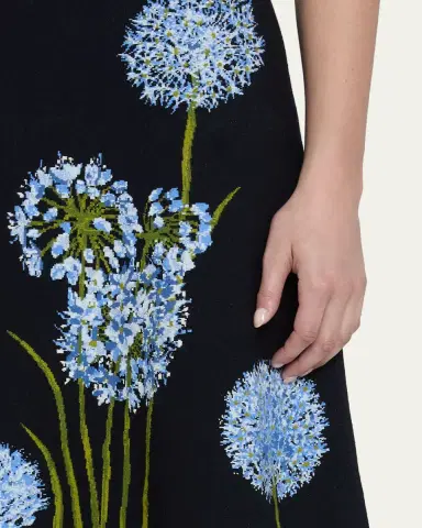 Oscar de la Renta Allium Degrade Knit Short-Sleeve Midi Dress | Thumbnail 5