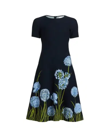 Oscar de la Renta Allium Degrade Knit Short-Sleeve Midi Dress | Thumbnail 1