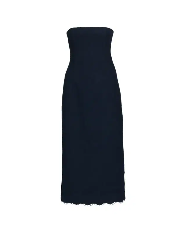 Oscar de la Renta Strapless Tweed Maxi Dress