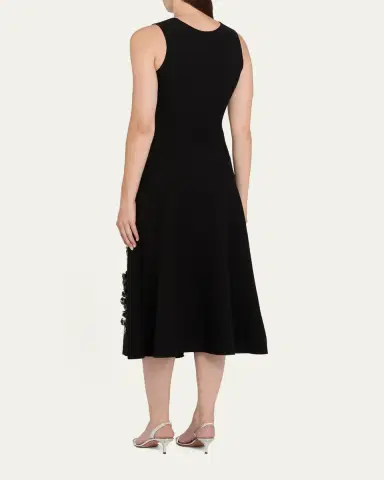 Oscar de la Renta Embroidered Foxglove Sleeveless Midi Dress | Thumbnail 3 Oscar de la Renta Embroidered Foxglove Sleeveless Midi Dress | Thumbnail 3