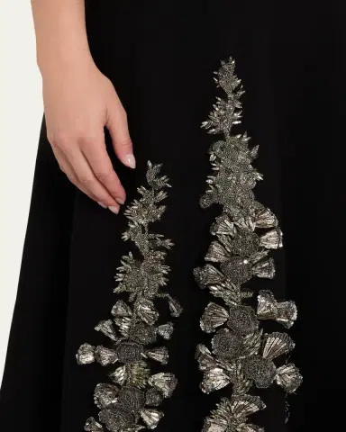 Oscar de la Renta Embroidered Foxglove Sleeveless Midi Dress | Thumbnail 5 Oscar de la Renta Embroidered Foxglove Sleeveless Midi Dress | Thumbnail 5