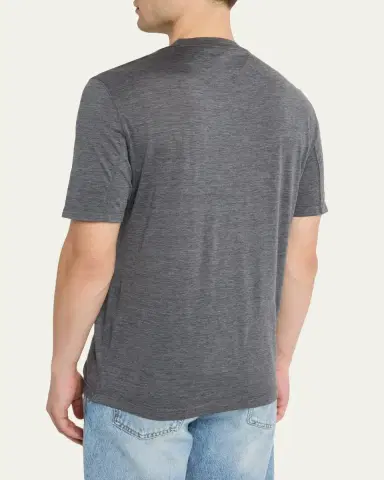 Brunello Cucinelli Men's Classic Fit Heathered Cotton Crewneck T-Shirt | Thumbnail 3 Brunello Cucinelli Men's Classic Fit Heathered Cotton Crewneck T-Shirt | Thumbnail 3