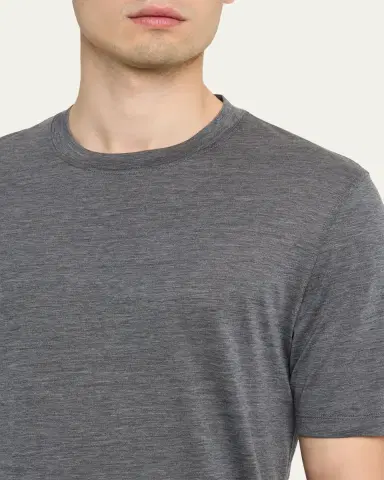 Brunello Cucinelli Men's Classic Fit Heathered Cotton Crewneck T-Shirt | Thumbnail 5 Brunello Cucinelli Men's Classic Fit Heathered Cotton Crewneck T-Shirt | Thumbnail 5
