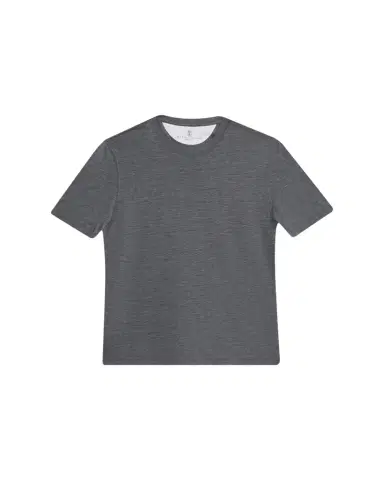 Brunello Cucinelli Men's Classic Fit Heathered Cotton Crewneck T-Shirt | Thumbnail 1 Brunello Cucinelli Men's Classic Fit Heathered Cotton Crewneck T-Shirt | Thumbnail 1