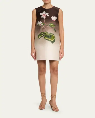 Oscar de la Renta Degrade Cyclamen Jacquard Sleeveless Mini Dress | Thumbnail 2