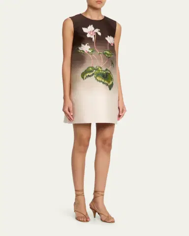 Oscar de la Renta Degrade Cyclamen Jacquard Sleeveless Mini Dress | Thumbnail 4