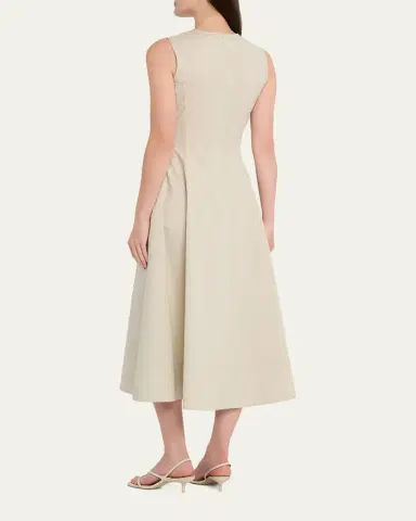 Oscar de la Renta Sleeveless Porcelain Flowers-Print Midi Day Dress | Thumbnail 3 Oscar de la Renta Sleeveless Porcelain Flowers-Print Midi Day Dress | Thumbnail 3