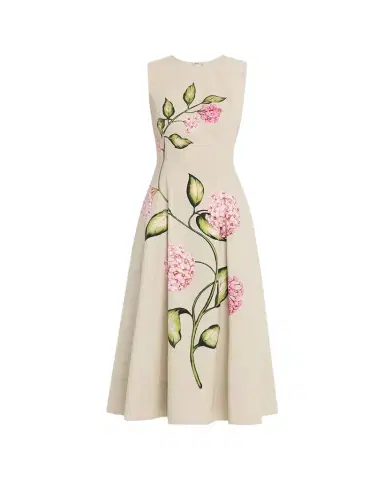 Oscar de la Renta Sleeveless Porcelain Flowers-Print Midi Day Dress | Thumbnail 1 Oscar de la Renta Sleeveless Porcelain Flowers-Print Midi Day Dress | Thumbnail 1