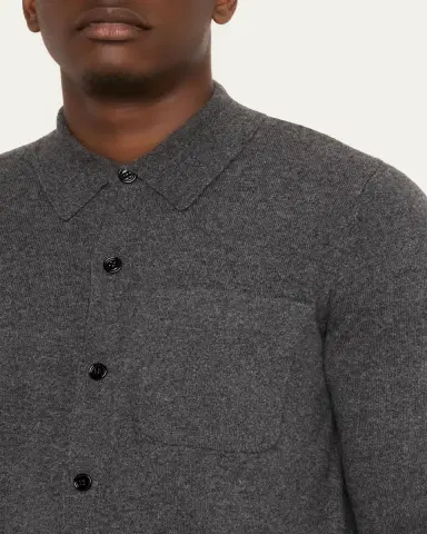 Dries Van Noten Men's Monaco Cashmere Knit Pocket Button-Down Shirt | Thumbnail 5 Dries Van Noten Men's Monaco Cashmere Knit Pocket Button-Down Shirt | Thumbnail 5