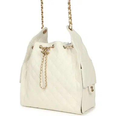 Chanel Chanel Medium 25 Hobo Bag White Caviar Antique Gold Hardware | Thumbnail 3