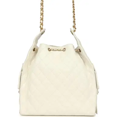 Chanel Chanel Medium 25 Hobo Bag White Caviar Antique Gold Hardware | Thumbnail 5