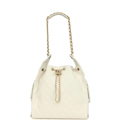 Chanel Chanel Medium 25 Hobo Bag White Caviar Antique Gold Hardware | Thumbnail 6