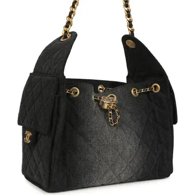 Chanel Chanel Small 25 Hobo Bag Black Washed Denim Antique Gold Hardware | Thumbnail 2 Chanel Chanel Small 25 Hobo Bag Black Washed Denim Antique Gold Hardware | Thumbnail 2