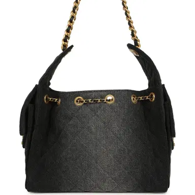 Chanel Chanel Small 25 Hobo Bag Black Washed Denim Antique Gold Hardware | Thumbnail 4 Chanel Chanel Small 25 Hobo Bag Black Washed Denim Antique Gold Hardware | Thumbnail 4