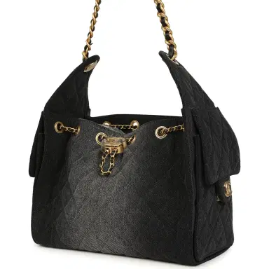 Chanel Chanel Small 25 Hobo Bag Black Washed Denim Antique Gold Hardware | Thumbnail 5 Chanel Chanel Small 25 Hobo Bag Black Washed Denim Antique Gold Hardware | Thumbnail 5
