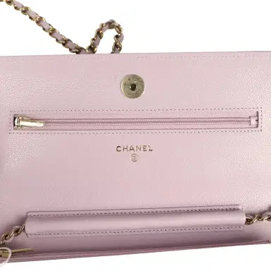 Chanel Chanel Wallet On Chain WOC Lilac Shiny Caviar Light Gold Hardware | Thumbnail 8 Chanel Chanel Wallet On Chain WOC Lilac Shiny Caviar Light Gold Hardware | Thumbnail 8