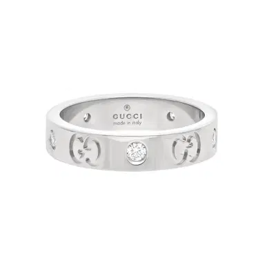 Gucci Gucci Icon 18K White Gold Diamond Thin Band Ring YBC100881001009 - by The Solist | Thumbnail 1