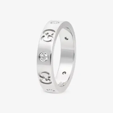 Gucci Gucci Icon 18K White Gold Diamond Thin Band Ring YBC100881001009 - by The Solist | Thumbnail 2