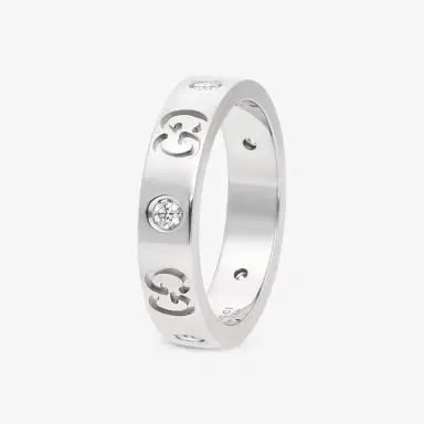 Gucci Gucci Icon 18K White Gold Diamond Thin Band Ring YBC100881001009 - by The Solist | Thumbnail 2