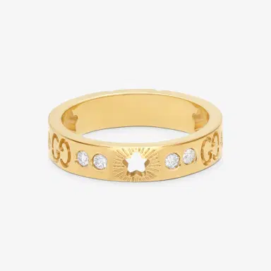 Gucci Gucci Icon 18K Yellow Gold Diamond Band Ring YBC662057001010 - by The Solist | Thumbnail 3