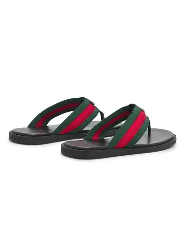 Gucci Men's Maverik Flip-Flop Sandals - Green Red Green - Size 12 | Thumbnail 3