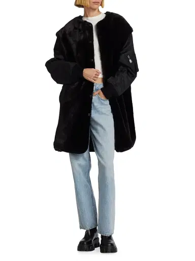 Junya Watanabe Women's Mixed-Media Faux-Fur Oversized Coat | Thumbnail 2 Junya Watanabe Women's Mixed-Media Faux-Fur Oversized Coat | Thumbnail 2