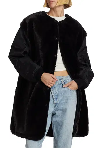 Junya Watanabe Women's Mixed-Media Faux-Fur Oversized Coat | Thumbnail 3 Junya Watanabe Women's Mixed-Media Faux-Fur Oversized Coat | Thumbnail 3