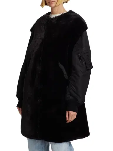 Junya Watanabe Women's Mixed-Media Faux-Fur Oversized Coat | Thumbnail 4 Junya Watanabe Women's Mixed-Media Faux-Fur Oversized Coat | Thumbnail 4