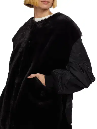 Junya Watanabe Women's Mixed-Media Faux-Fur Oversized Coat | Thumbnail 6 Junya Watanabe Women's Mixed-Media Faux-Fur Oversized Coat | Thumbnail 6