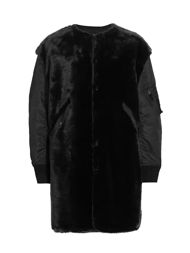Junya Watanabe Women's Mixed-Media Faux-Fur Oversized Coat